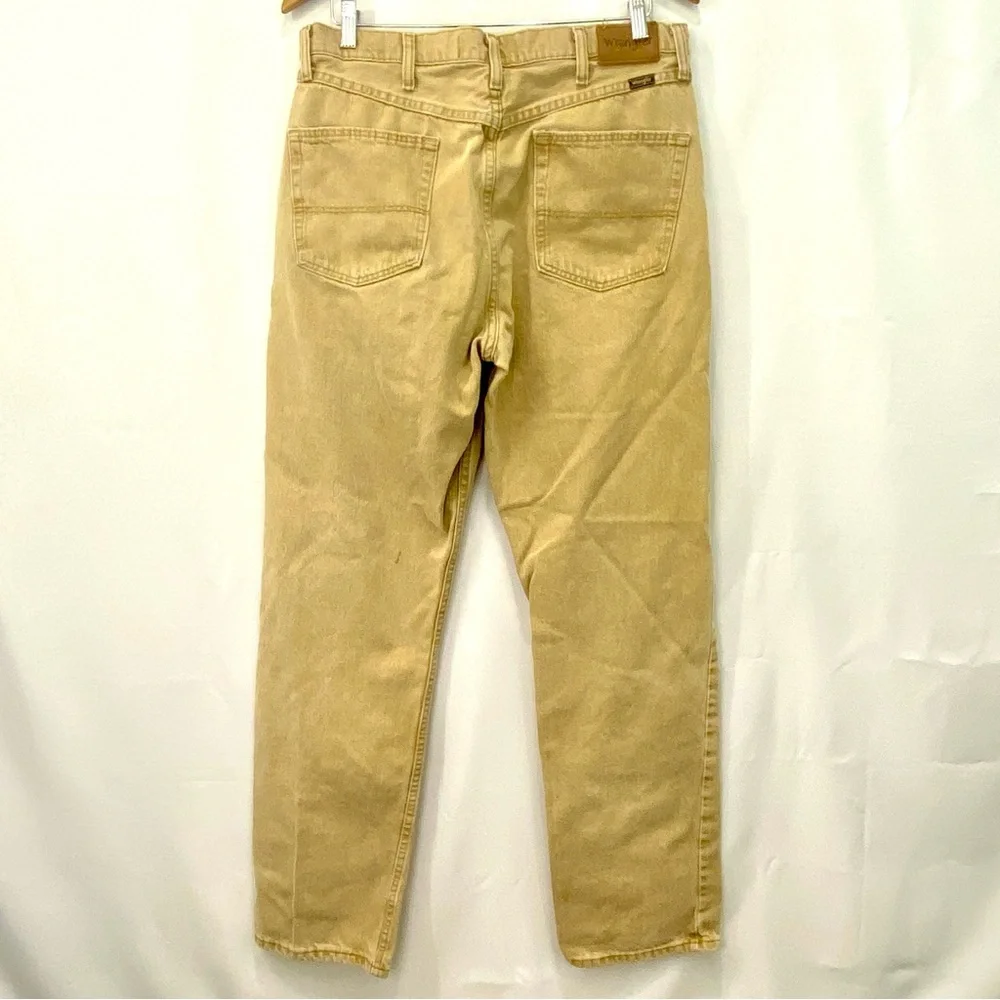 Wrangler Regular Fit Straight Leg Tan Brown Denim Workwear Pants Jeans Men 34x34